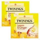 Twinings Lemon and Ginger Tea Bags, 2 x 80 Pack