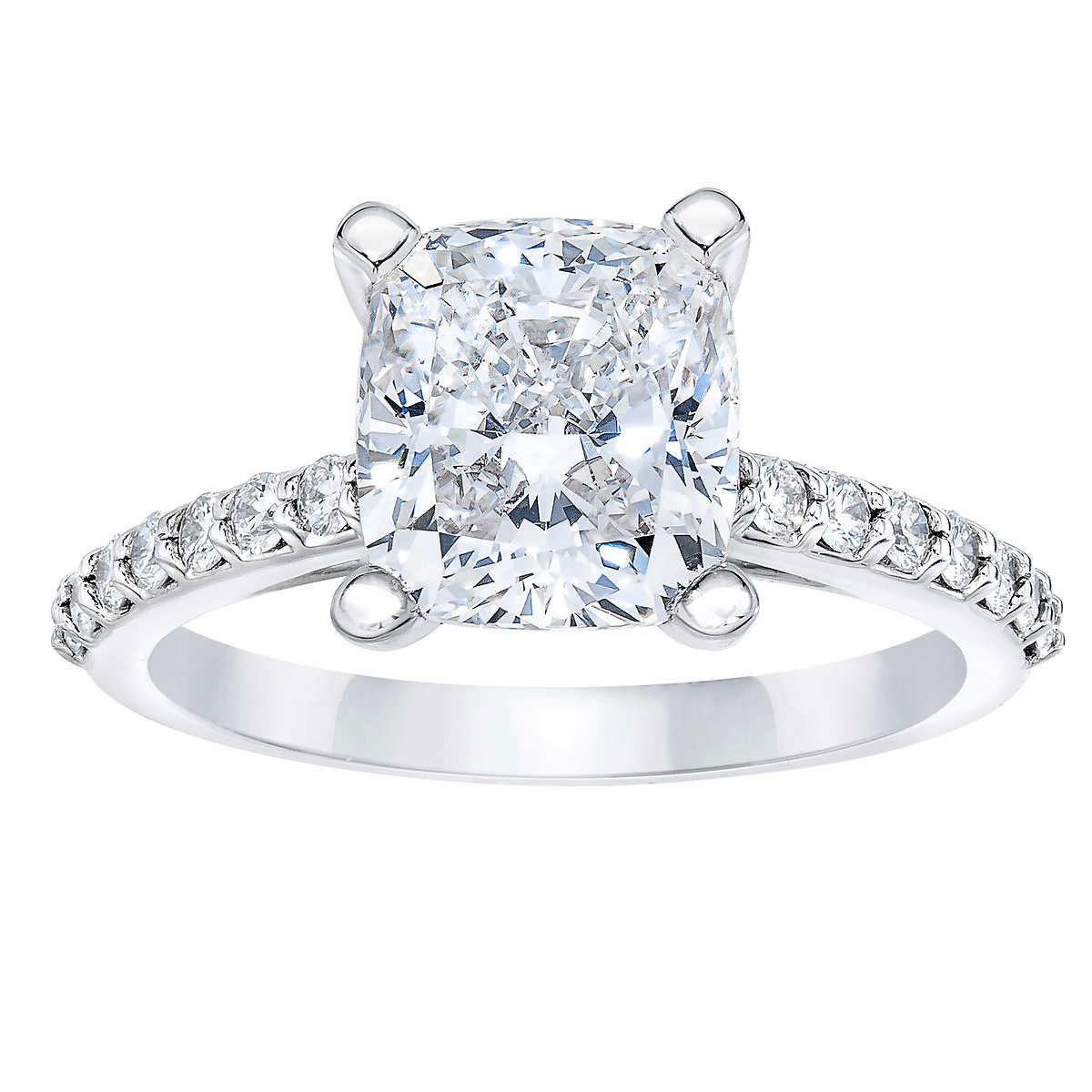 3.66ctw Cushion Cut Diamond Wedding Ring Set, Platinum