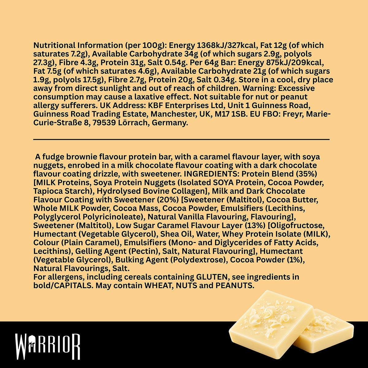 Warrior White Chocolate Crunch protein bar 12 x 64 gram pack Warrior White Chocolate Crunch protein bar 12 x 64 gram pack