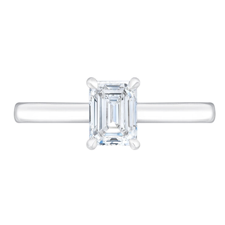1.00 cwt Emerald Cut DIamond Solitaire Ring, Platinum