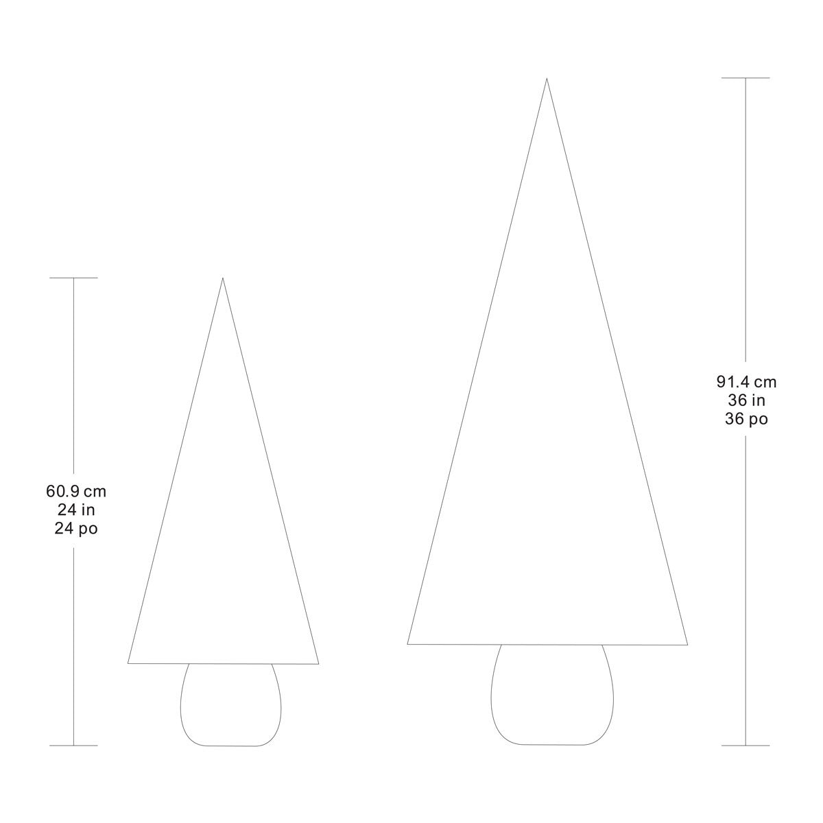 3ft (90cm) Silver Glitter Potted Trees with LED Lights- Set of 2