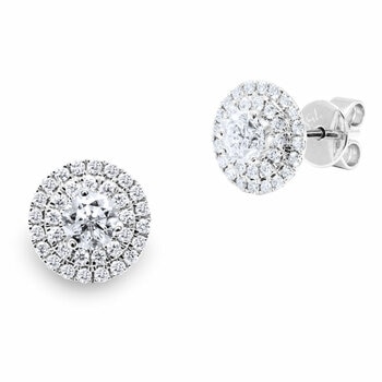 0.99ctw Round Brilliant Cut Diamond Earrings, 18ct White Gold