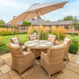 Kettler Hazel 8 Piece Wicker Dining Set with Umbrella