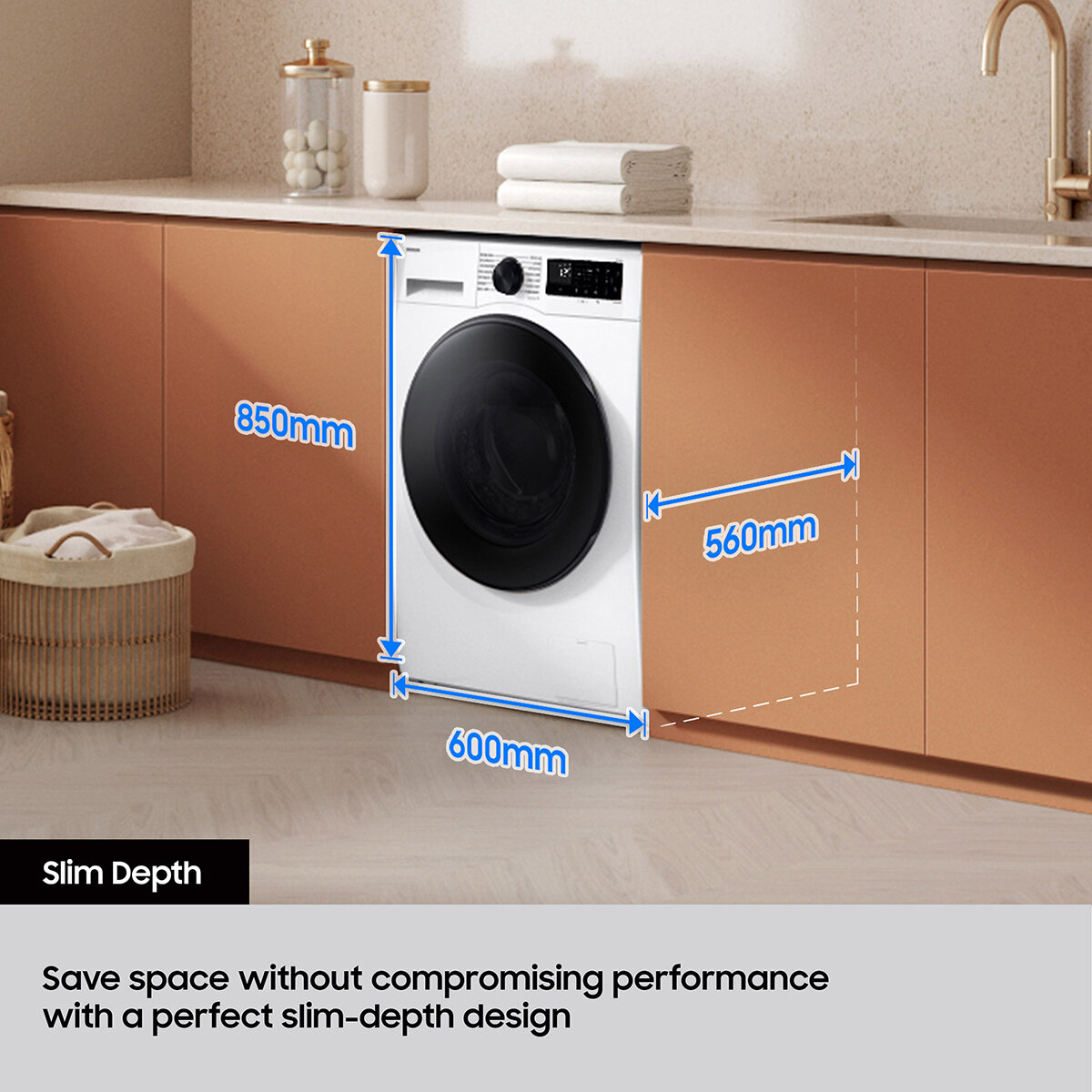 Samsung Series 5 WD90DG5G34BEEU 9kg / 5kg Smart Slim Depth Washer Dryer, E Rated in White