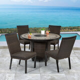 Agio Conway 5 Piece Round Wicker Dining Set + Cover