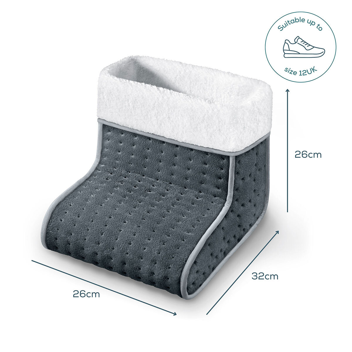 Beurer Cosy Heated Foot Warmer in Grey, 32 x 26 x 26 cm