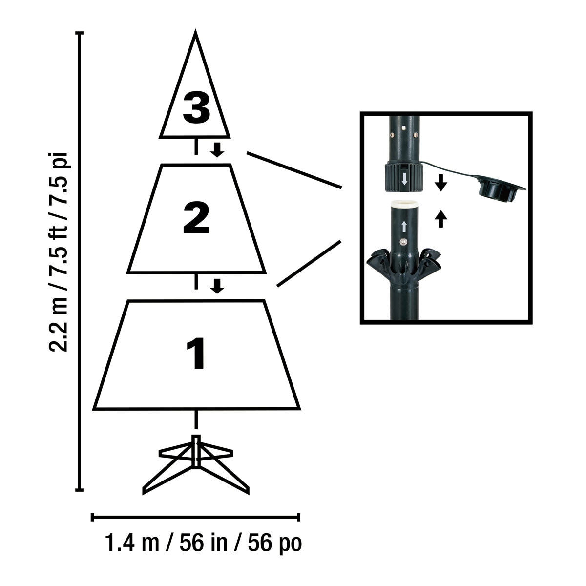 7ft 6 Inches (2.2m) Christmas Tree With 600 Twinkly App Controlled RGB LED Lights