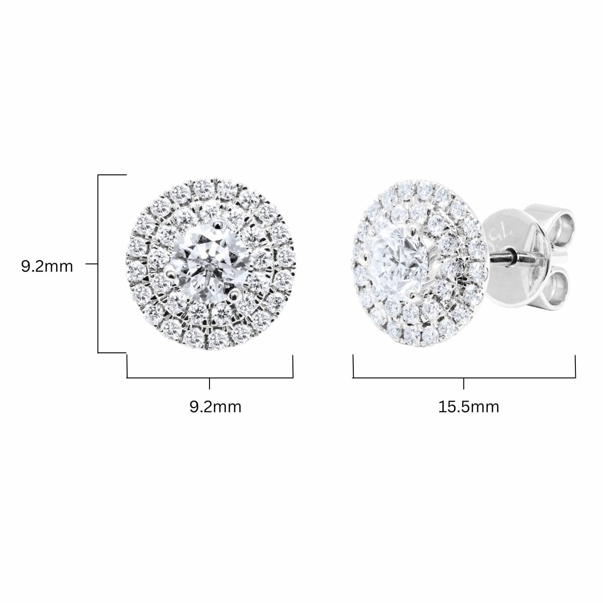 0.99ctw Round Brilliant Cut Diamond Earrings, 18ct White Gold