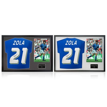 Gianfranco Zola Signed Framed Italy Football Shirt & 1 Photo in 2 Options: White or Black Mount