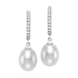 8.5 – 9mm Cultured Freshwater Pearl and 0.18ctw Diamond Earrings