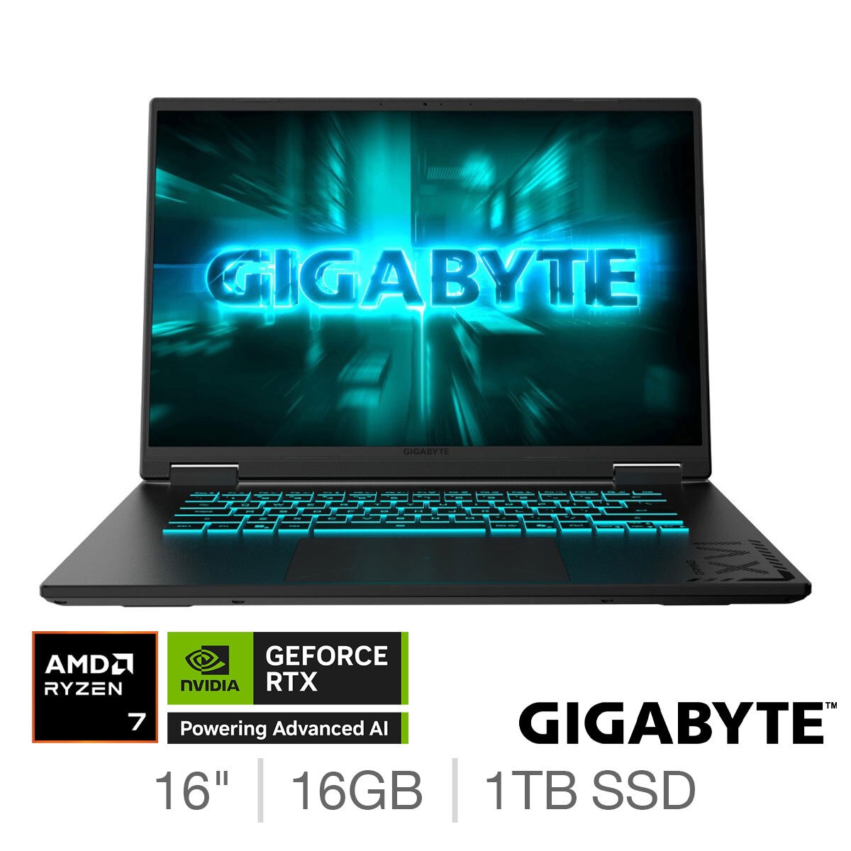 Gigabyte A16, AMD Ryzen 7, 16GB RAM, 1TB SSD, NVIDIA GeForce RTX 5050, 16 inch Gaming Laptop, 3THK3UK894SH