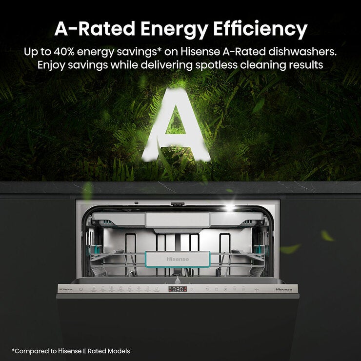 Hisense HV693A60UVADUK UV Clean Full-Size Fully Integrated Dishwasher, A Rated