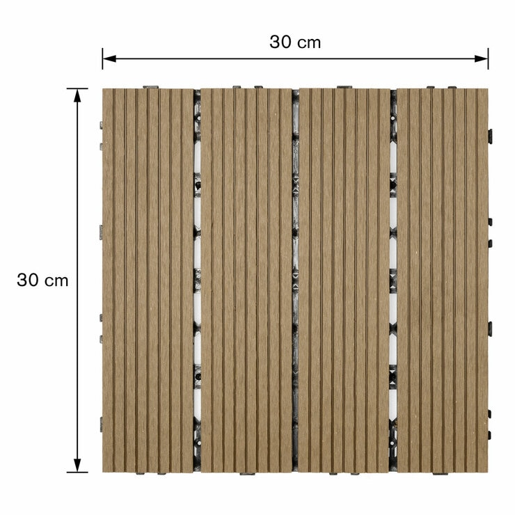 Golden Select Light Brown WPC Deck Tiles - 0.72m² Per Pack Golden Select Light Brown WPC Deck Tiles - 0.72m² Per Pack