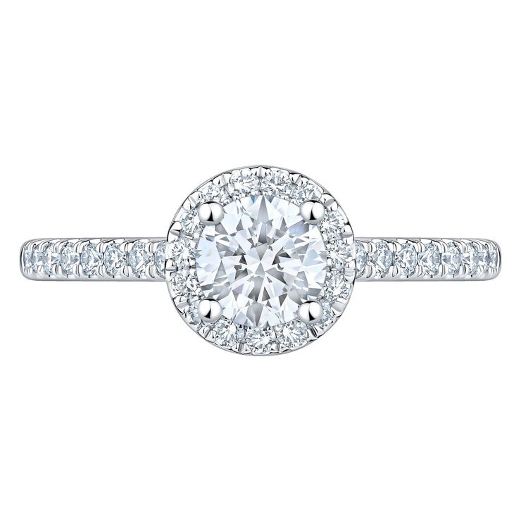 1.00ctw Round Brilliant Cut Diamond Halo Ring,14ct White Gold
