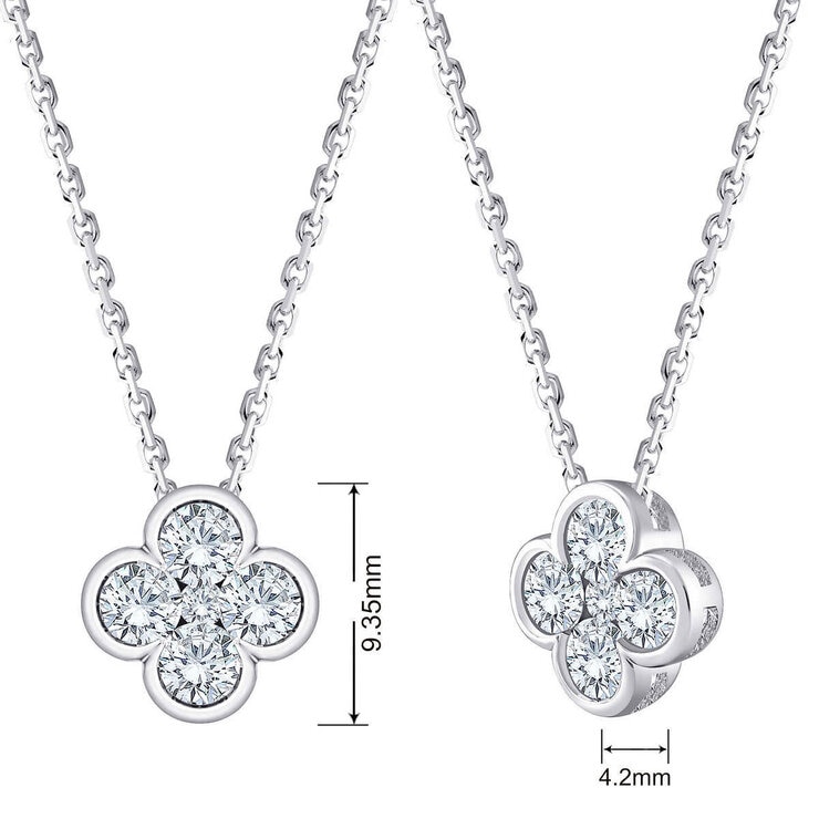 0.50ctw Round Brilliant Cut Diamond Clover Pendant 14ct White Gold