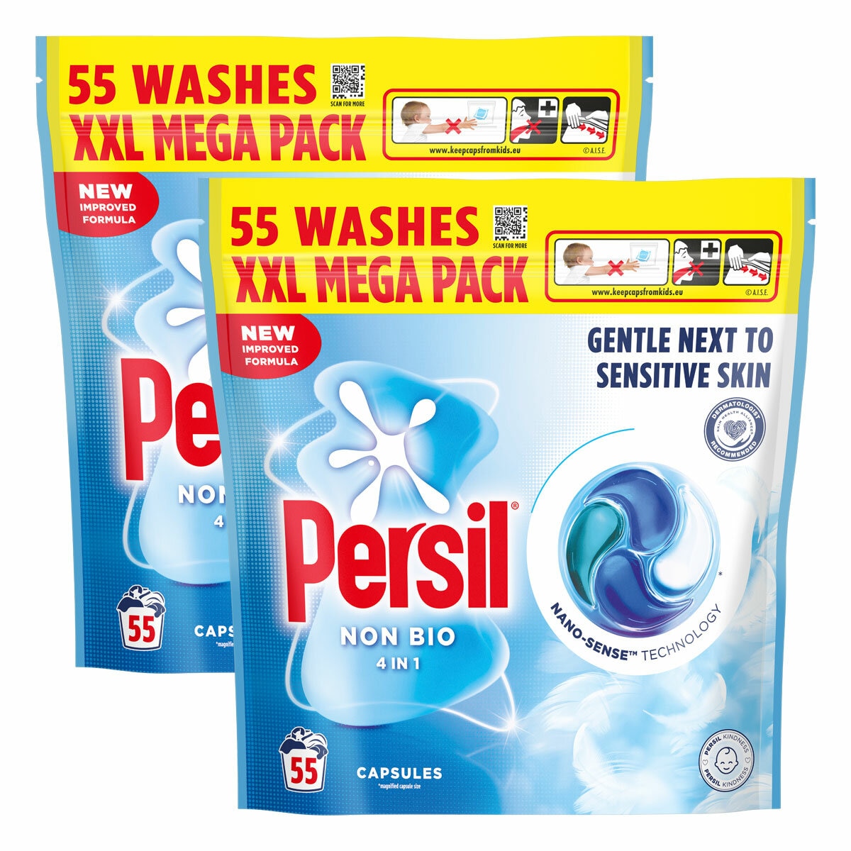 Persil Non Bio 4 in 1 Capsules, 2 x 55 Wash Persil Non Bio 4 in 1 Capsules, 2 x 55 Wash