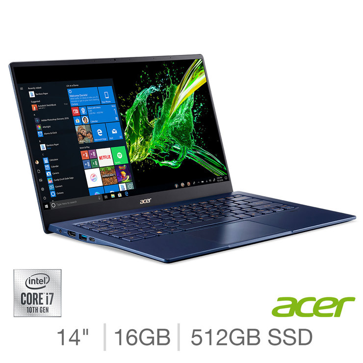Acer Swift 5, Intel Core i7, 16GB RAM, 512GB SSD, 14 Inch Laptop, SF514-54T | Costco UK