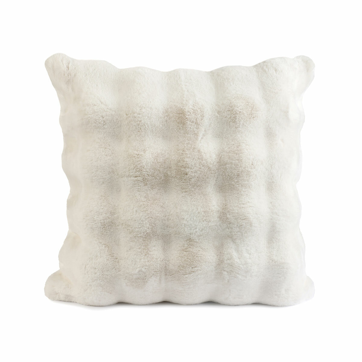 House & Home Faux Fur Bubble Cushion in White, 50 x 50 cm