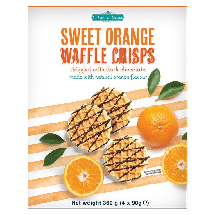 Chateau Du Monde Sweet Orange Waffle Crisps, 4 x 90g Chateau Du Monde Sweet Orange Waffle Crisps, 4 x 90g