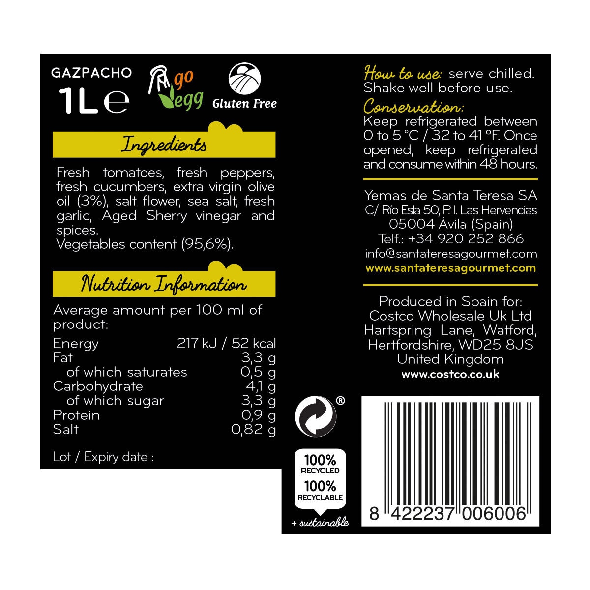 back of pack image for Santa Teresa Gazpacho