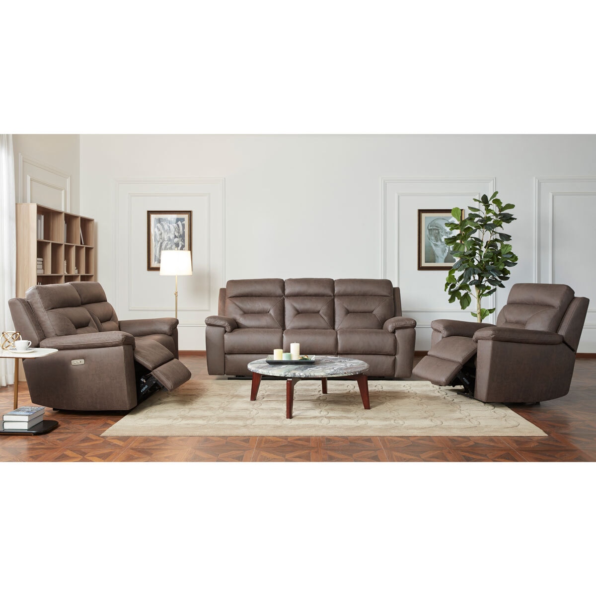 Gilman Creek Justin Brown Fabric Power Reclining 2 Seater Sofa