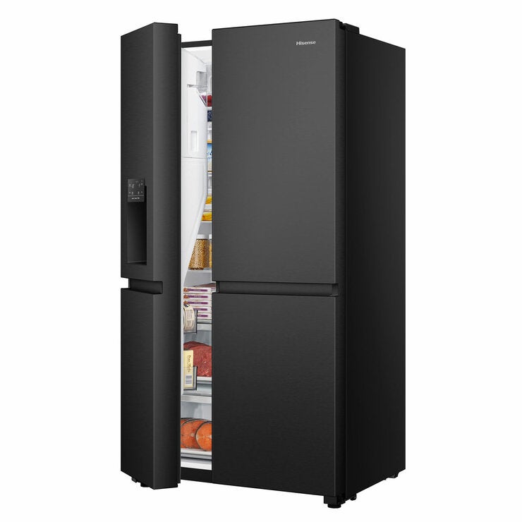Hisense PureFlat RS818N4TFC, Non Plumbed Side By Side Fridge Freezer, C Rated In Black Hisense PureFlat RS818N4TFC, Non Plumbed Side By Side Fridge Freezer, C Rated In Black