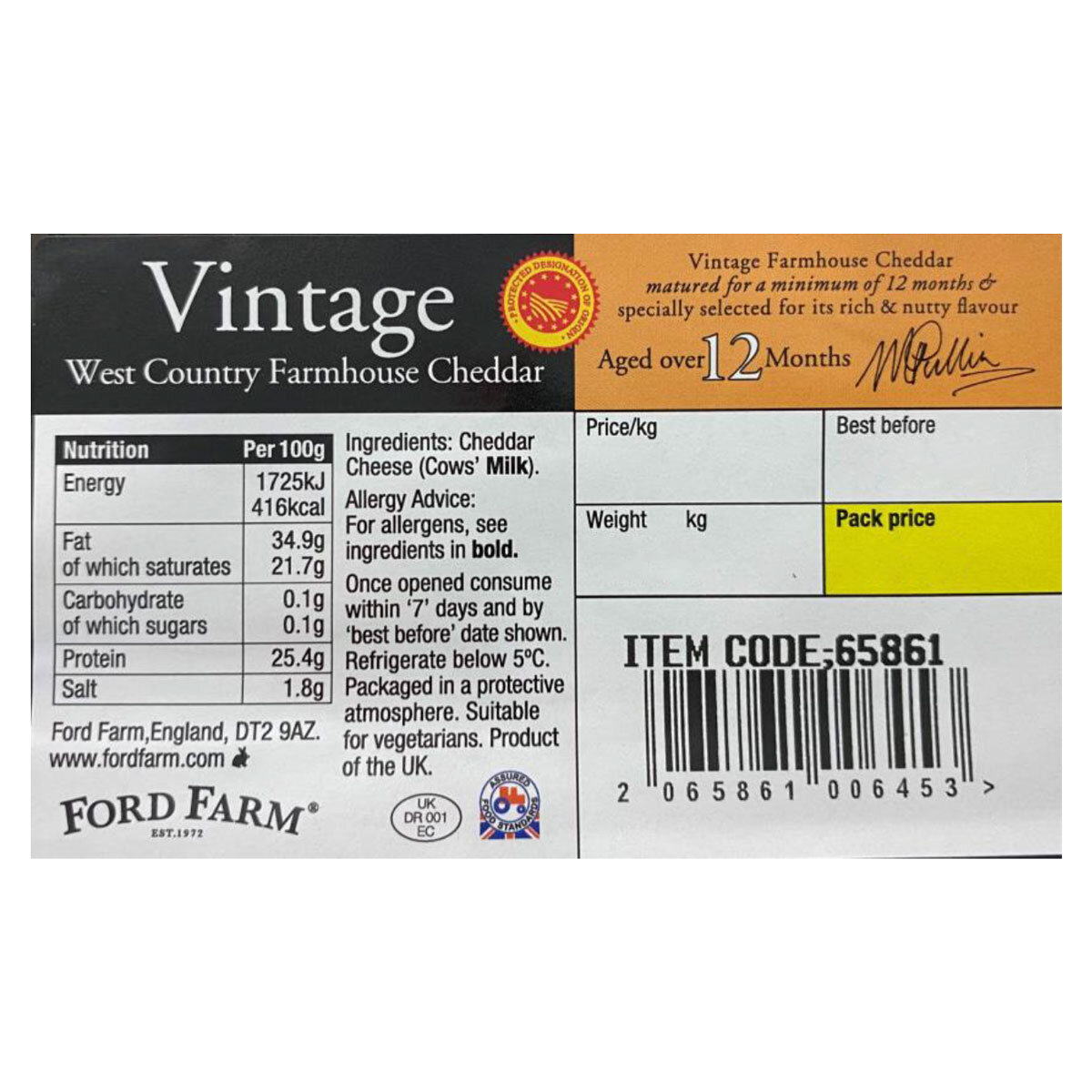 Ford Farm Vintage 12 Month Cheddar, 1kg