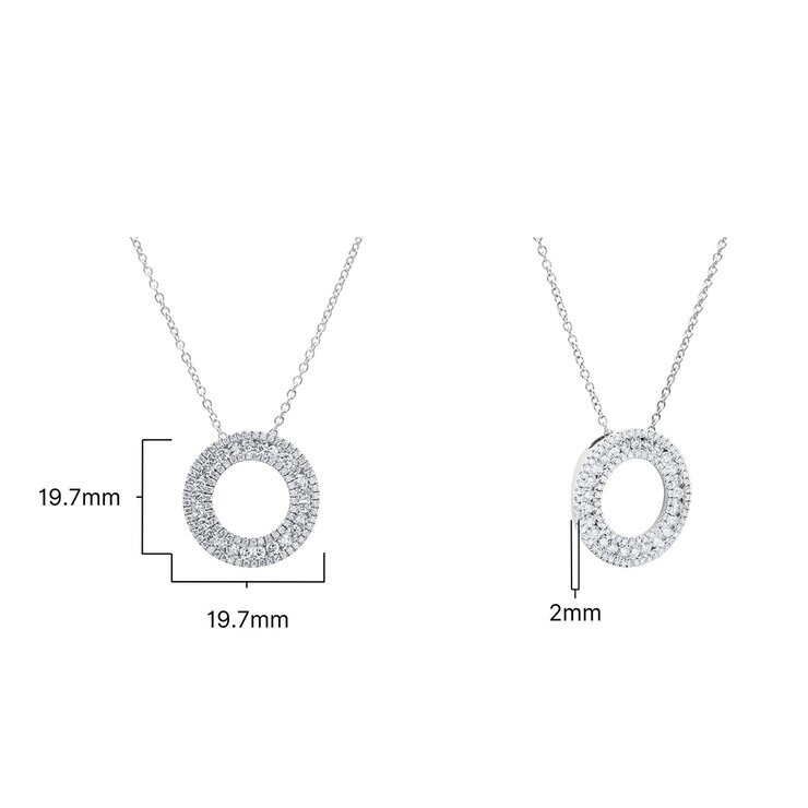 0.85ctw Round Brilliant Cut Diamond 3 Row Circle Pendant, 18ct White Gold 0.85ctw Round Brilliant Cut Diamond 3 Row Circle Pendant, 18ct White Gold