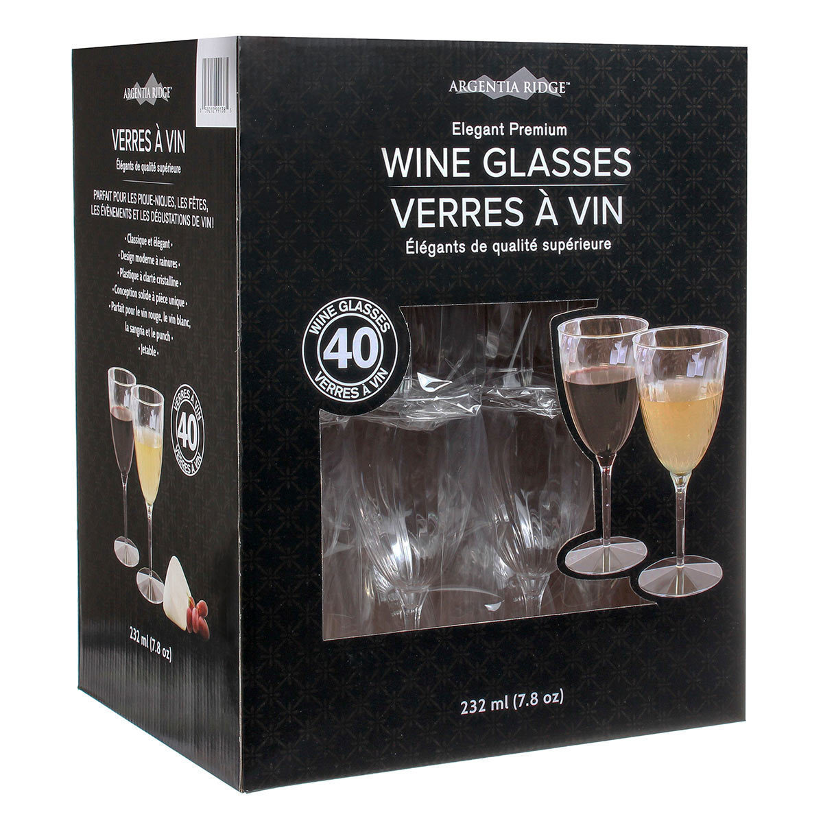 Argentia Ridge 7.8oz (232ml) Premium Disposable Wine Glasses, 160 Pack