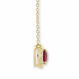 Cushion Cut Ruby & 0.13ctw Diamond Halo Necklace, 18ct Yellow Gold