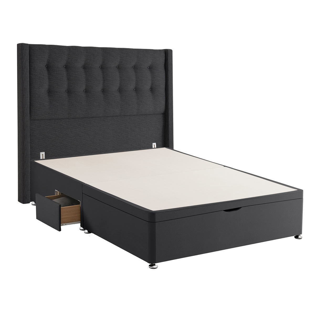 Silentnight Ottoman Divan Base with Bloomsbury Headboard in Ebony, King Size