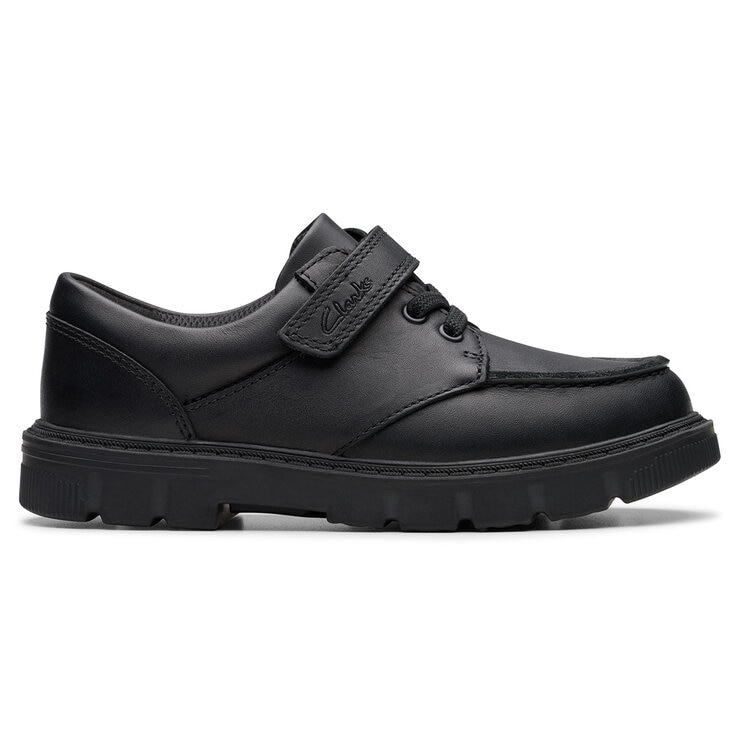 Clarks Kids Lorcam Edge Black Leather Shoes Clarks Kids Lorcam Edge Black Leather Shoes