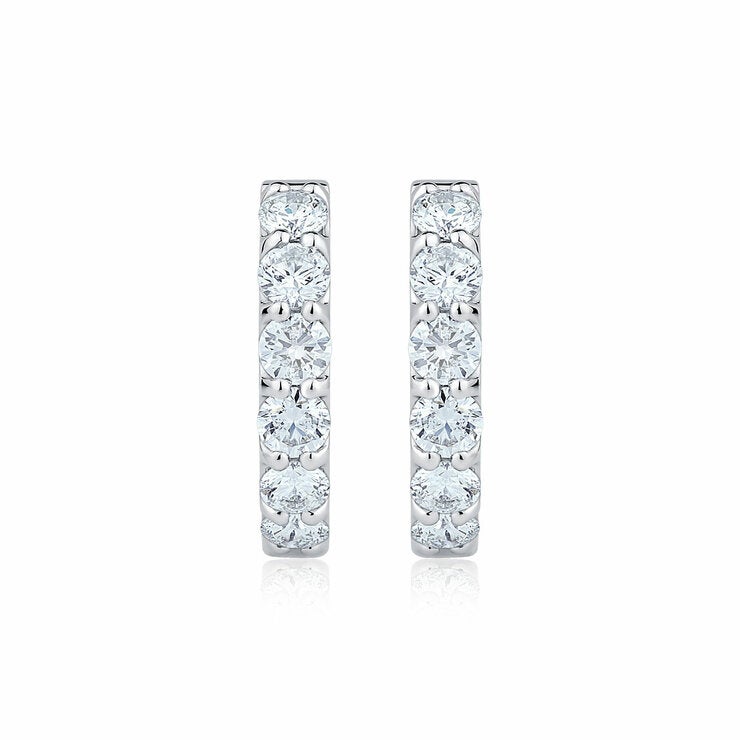 1.00ctw Round Brilliant Cut Diamond Hoop Earrings, 14ct White Gold 1.00ctw Round Brilliant Cut Diamond Hoop Earrings, 14ct White Gold
