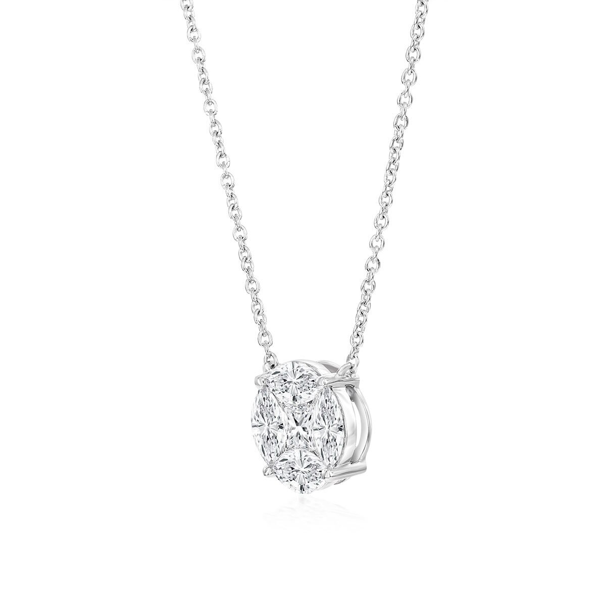 0.50ctw Marquise & Princess Cut Diamond Pendant, 14ct White Gold