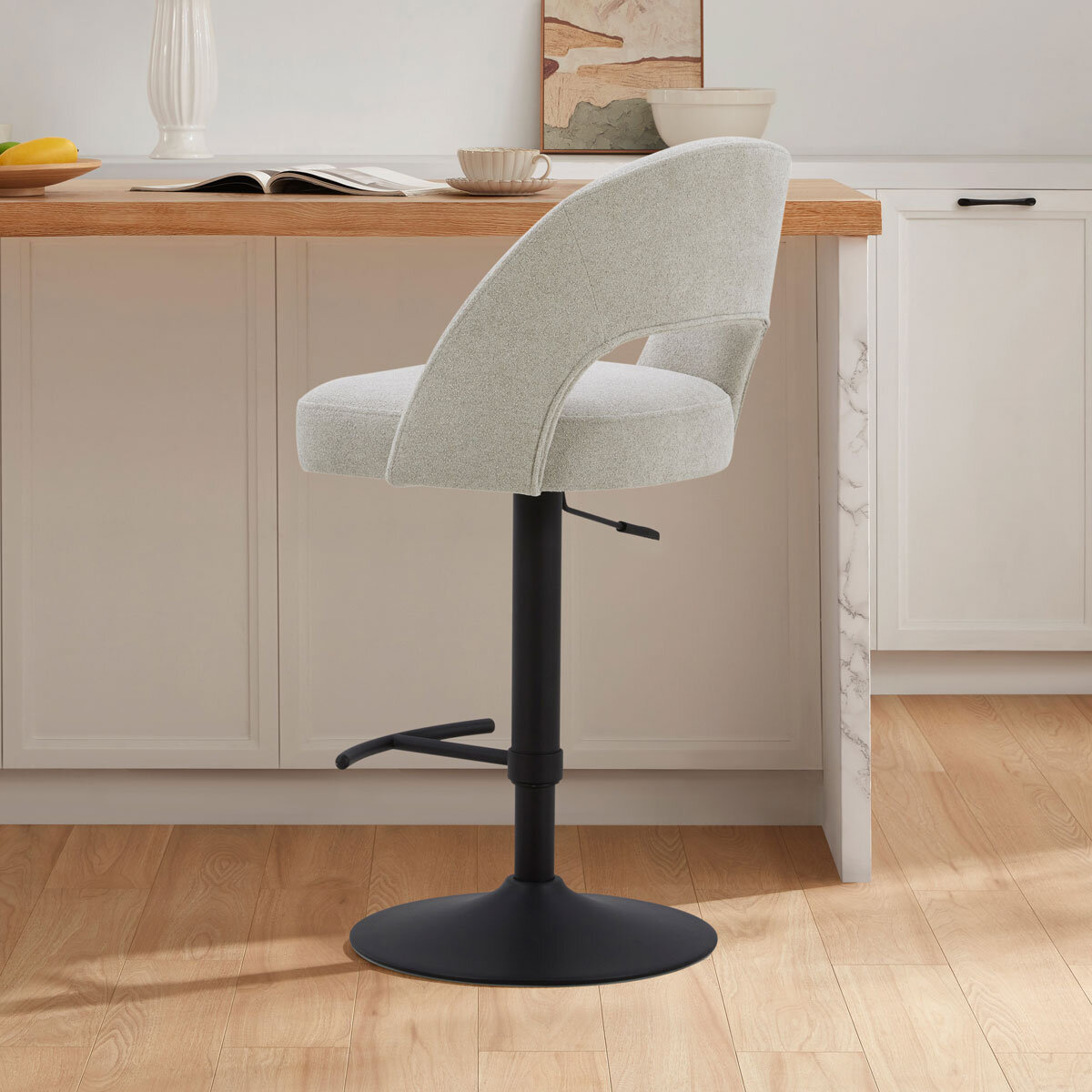 Kobe Grey Fabric Gas Lift Bar Stool