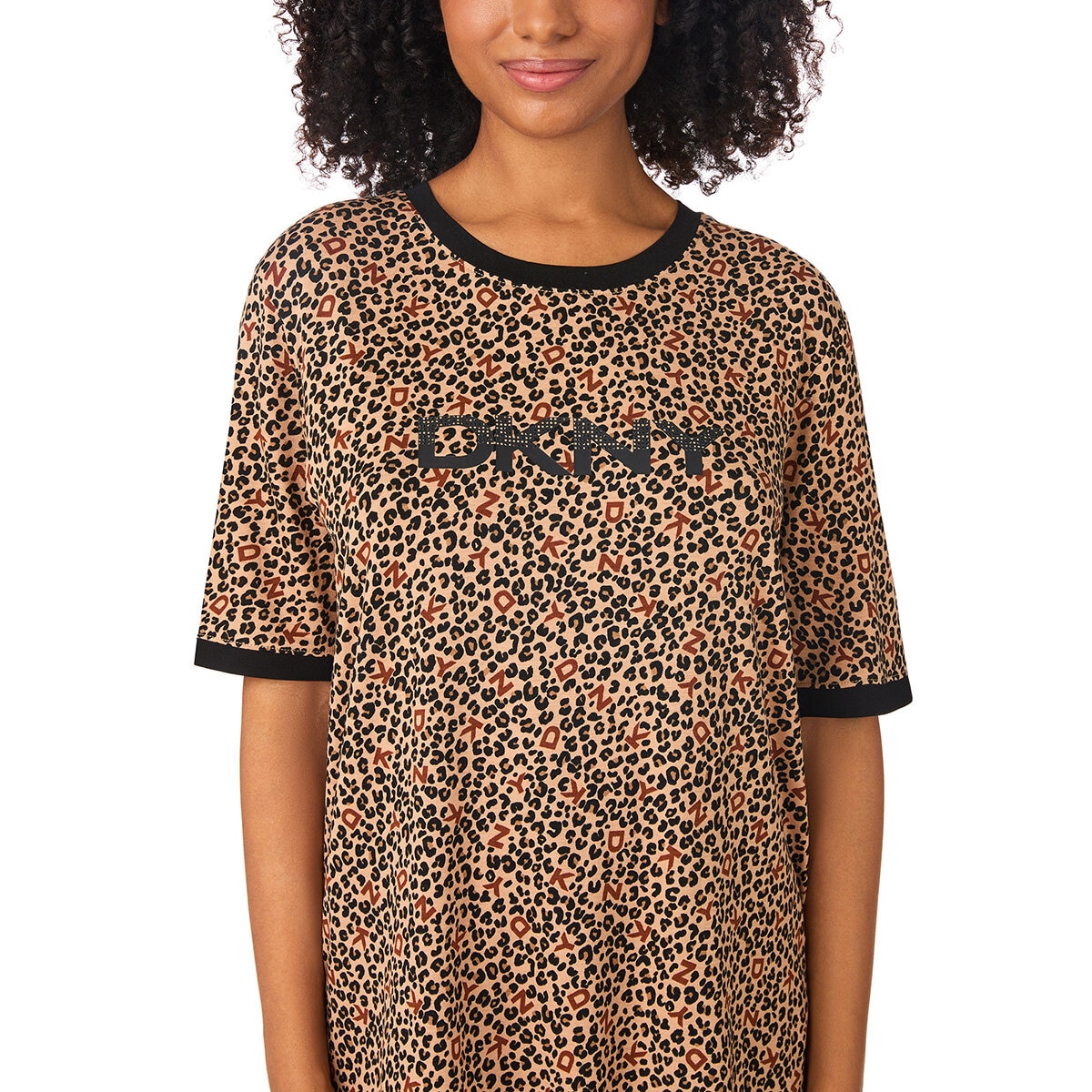 DKNY Ladies Short Sleeve Tee & Jogger Lounge Set in Brown - Large