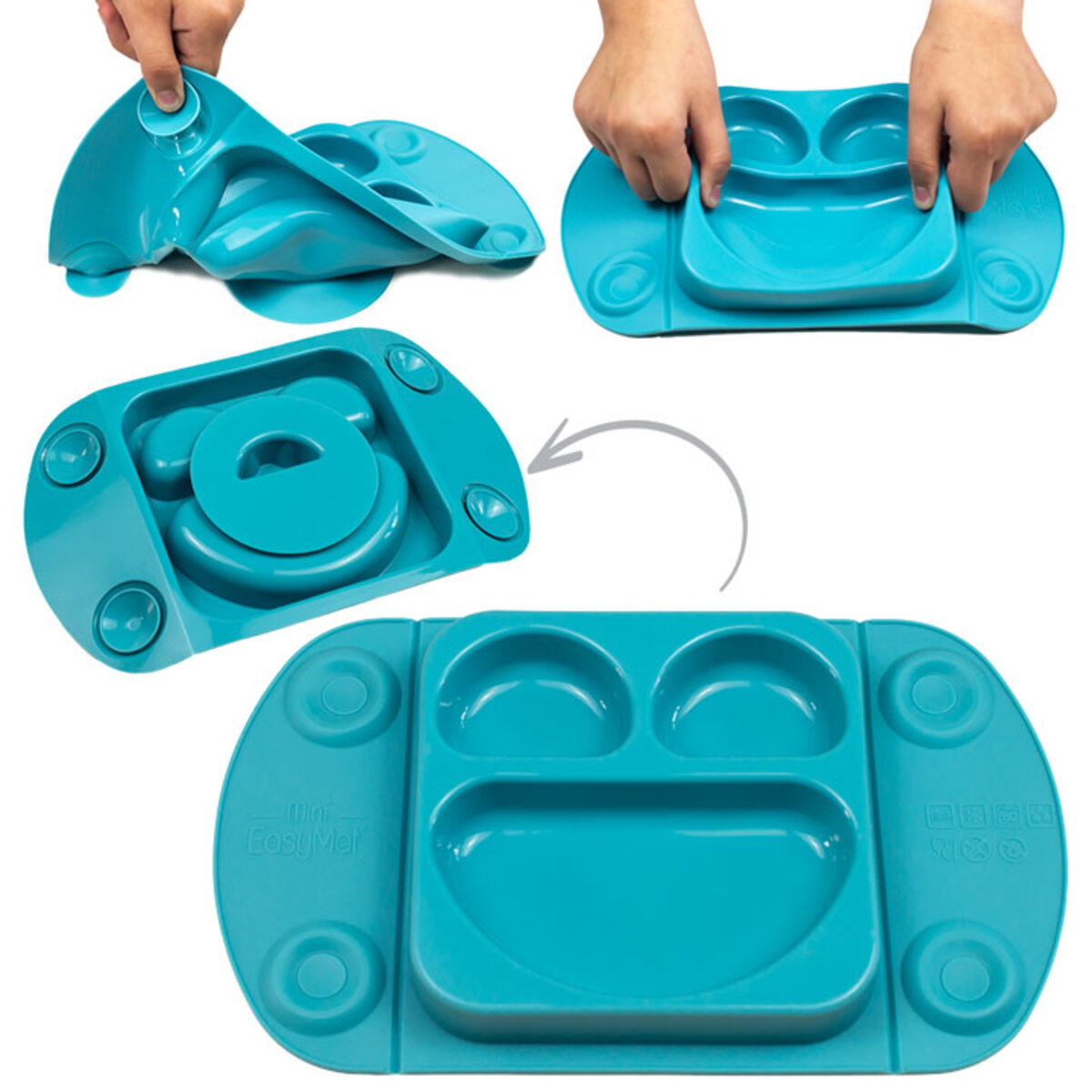 EasyTots EasyMat Mini Divided Suction Weaning Plate in Teal