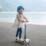 Globber Primo Wood Foldable Scooter With Lights in Navy Blue (3+ Years)