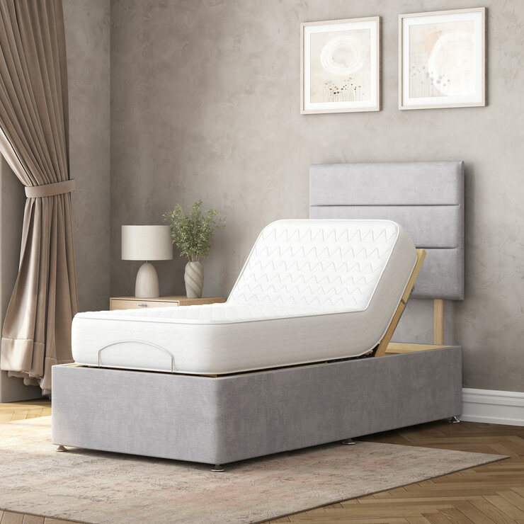 Highgrove Fenton Grey Fabric Electric Adjustable Bed Base With Medium Memory Foam Mattress Highgrove Fenton Grey Fabric Electric Adjustable Bed Base With Medium Memory Foam Mattress