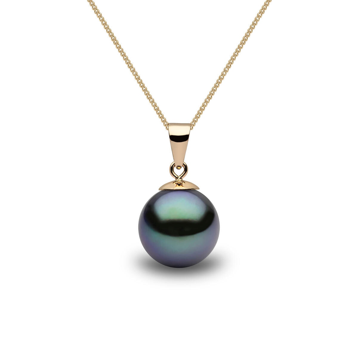 Fresh Water Black Pendant, 18ct Yellow Gold