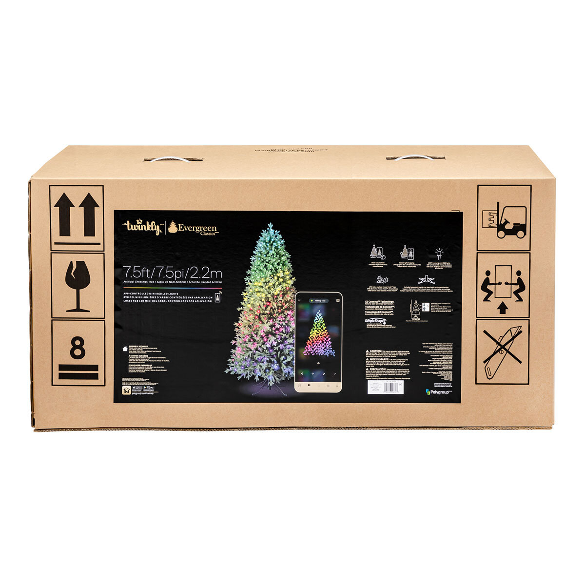 7ft 6 Inches (2.2m) Christmas Tree With 600 Twinkly App Controlled RGB LED Lights