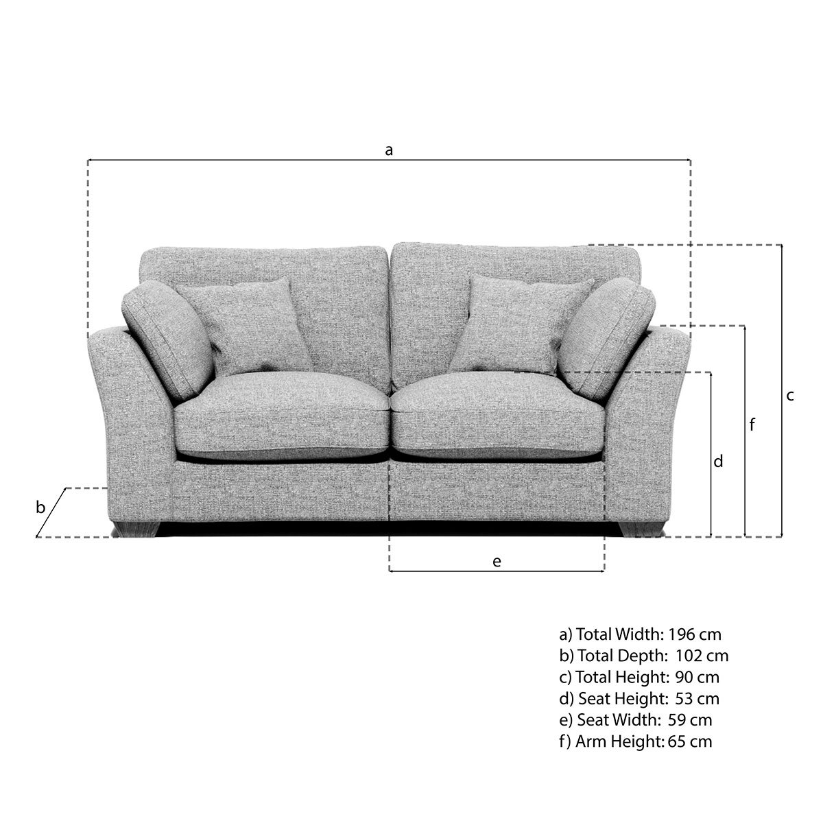 Selsey Grey Fabric 2 Seater Sofa