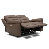 Cut out image of Kuka Brown Fabric Reclining 2 Seater Sofa while reclined