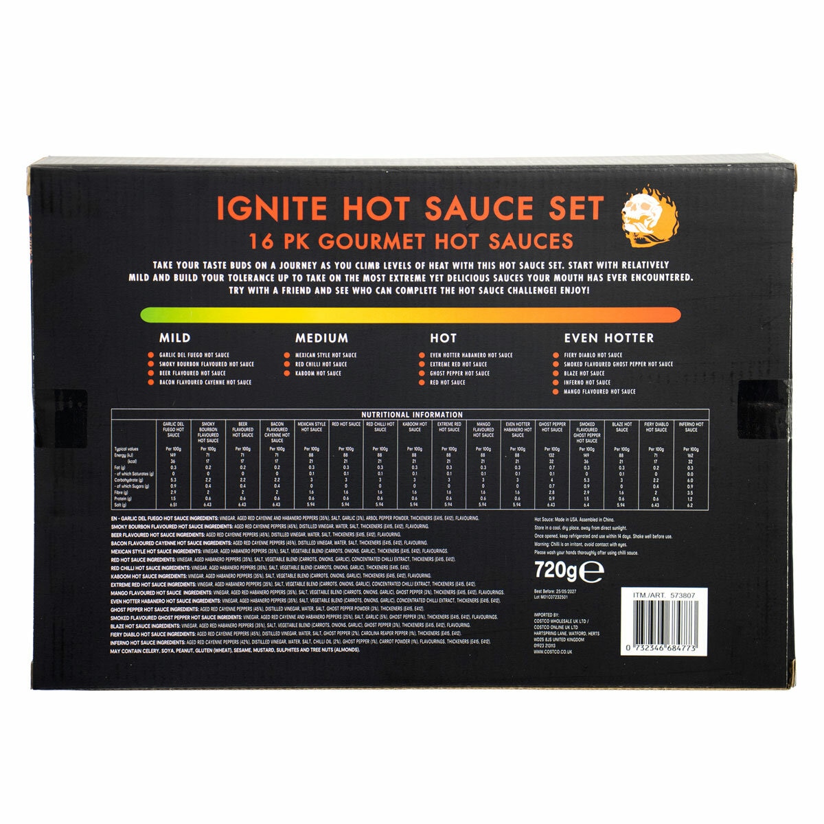 Ignite Hot Sauce Variety Pack back of pack