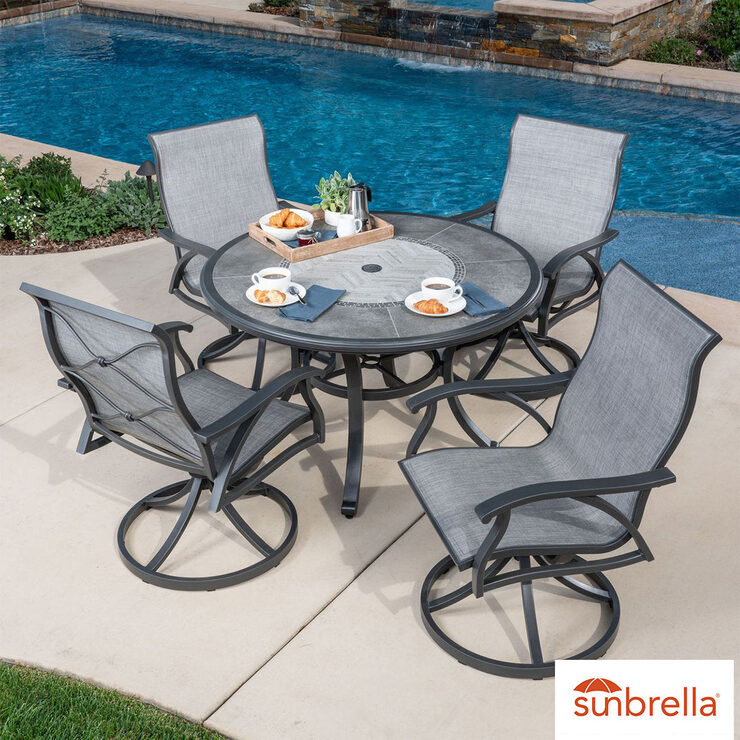 SunVilla Santa Fe 5 Piece Sling Dining Patio Set + Cover Costco UK