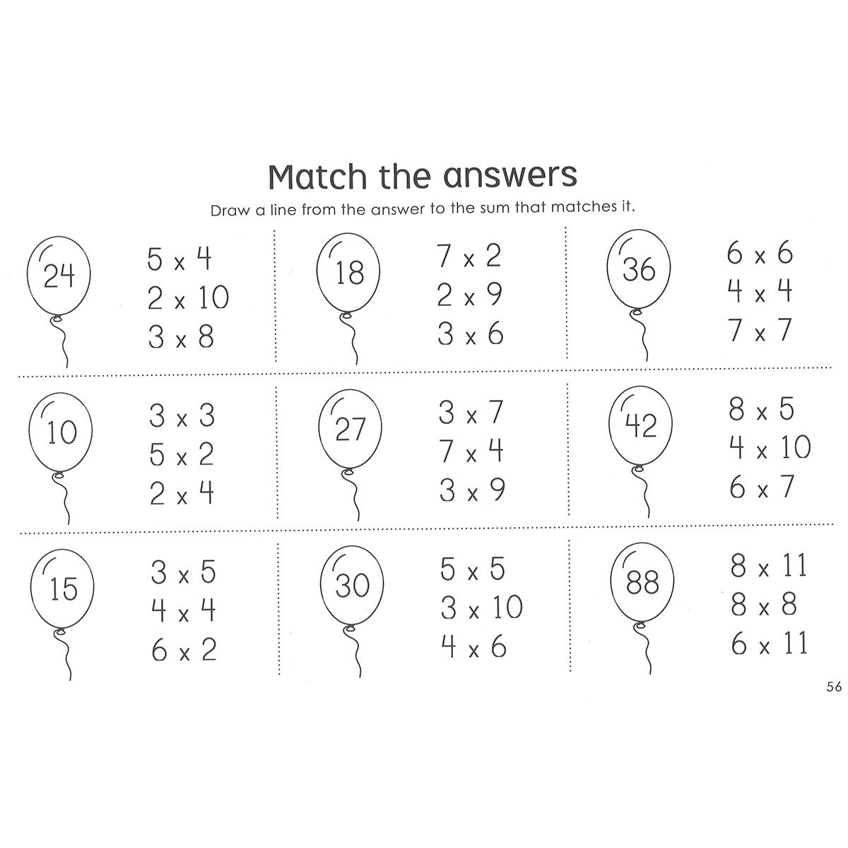 Page spread of Times Table