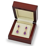 Pear Cut Amethyst & 0.03ctw Diamond Earrings, 18ct Rose Gold