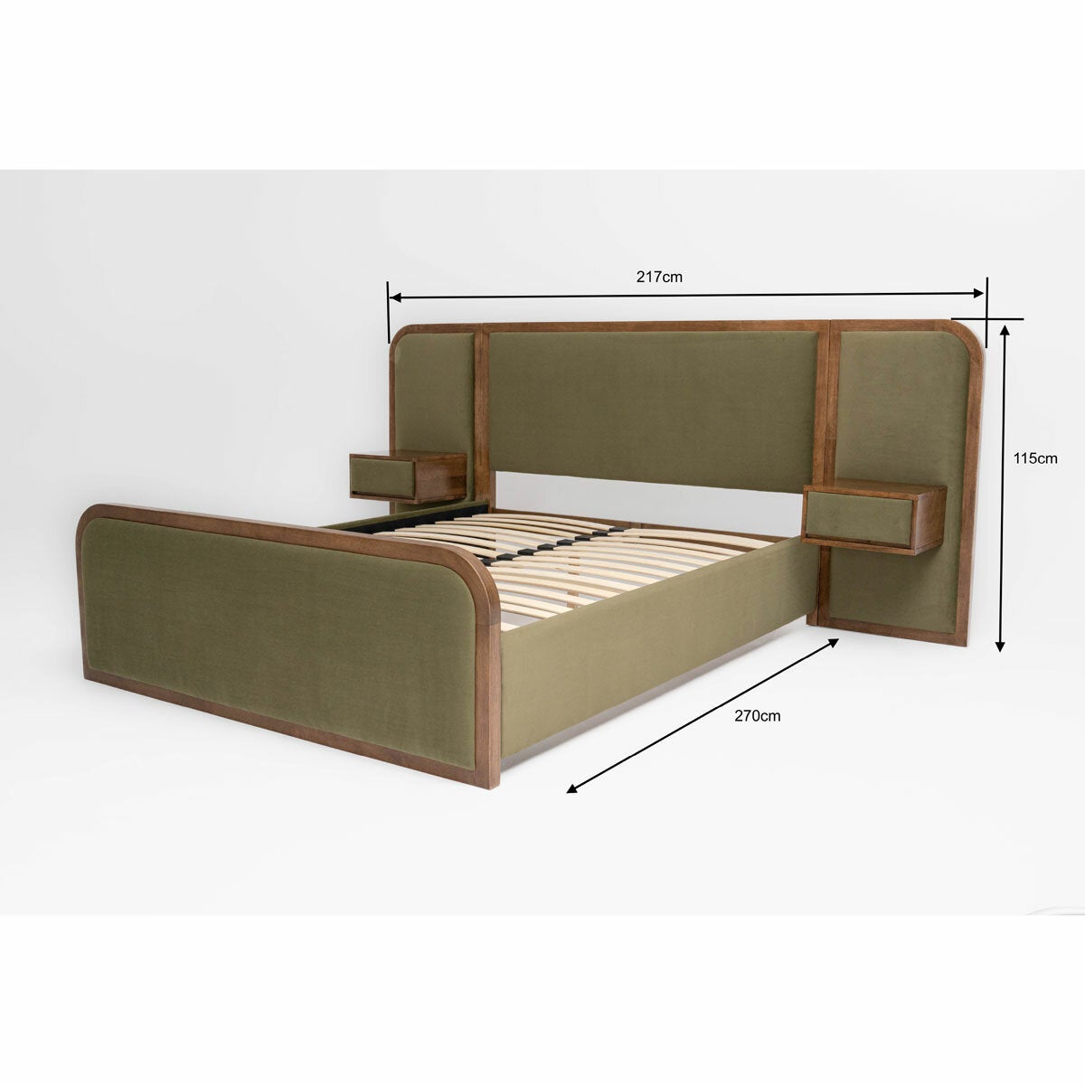 Travis Bed Green Velvet Bed Frame, King Size