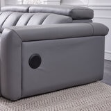 Dallas Grey Leather Power Sliding 3 Seater Sofa