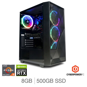 CyberPower, AMD Ryzen 5, 8GB RAM, 500GB SSD, NVIDIA GeForce RTX 3050, Gaming Desktop PC